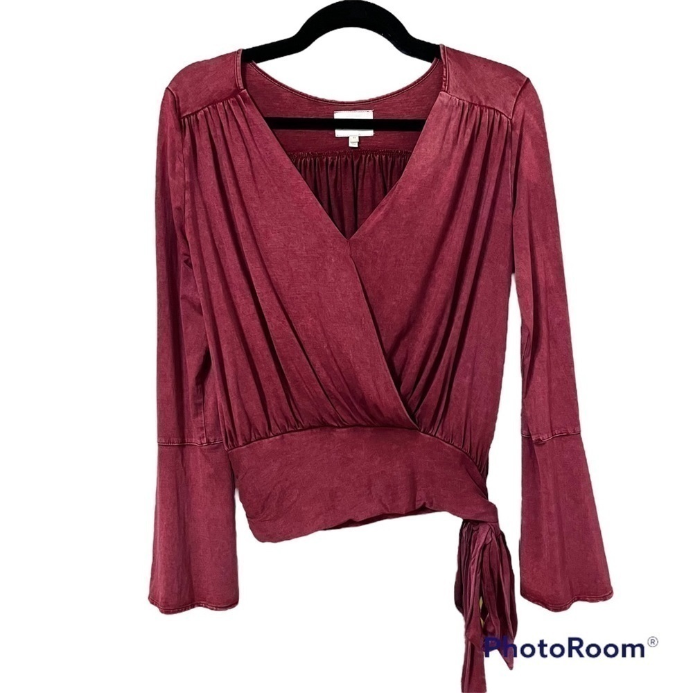 ANTHROPOLOGIE Deletta Sirpo Rust Red Wrap Pullover Bell Sleeve Size XS - Picture 4 of 10